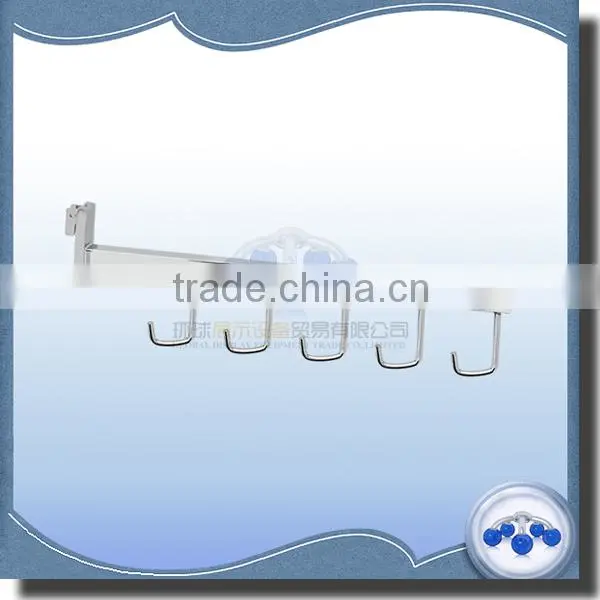 Metal chrome handbag display hanger for slotted channel