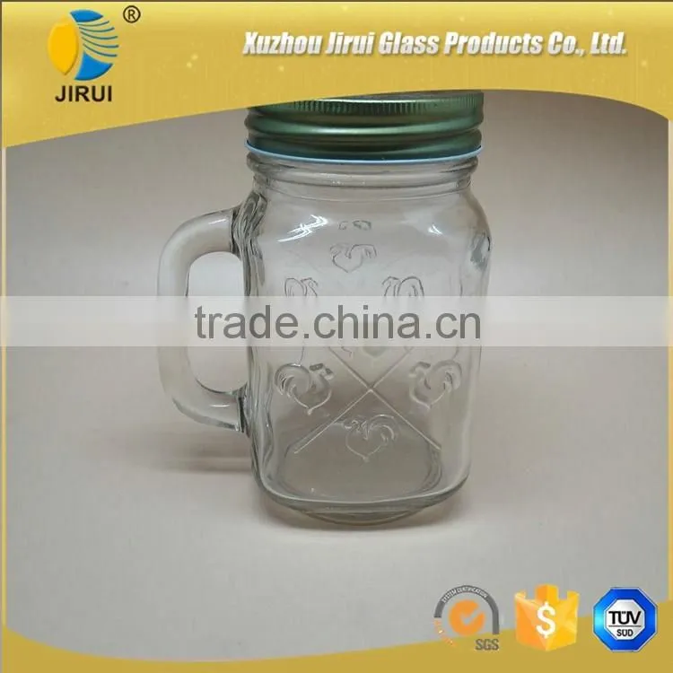 480ml Square Shape Chicken Design Clear Glass Maon Jar