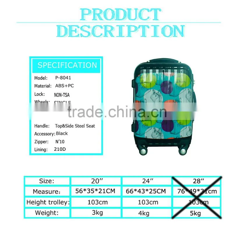 2015 new style paper embedded hard shell luggage