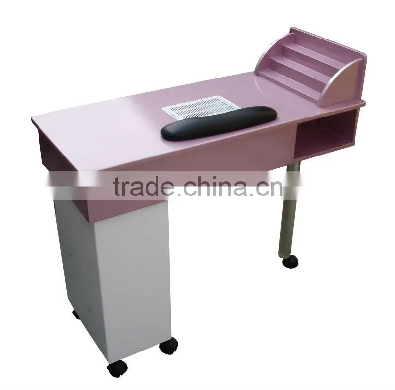Beauty pink manicure table nail salon furniture with suction