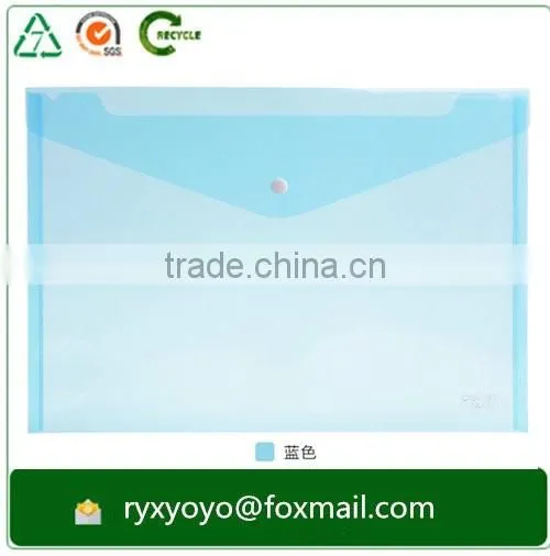promotional a4 size pp plastic popper document wallet with back pocket