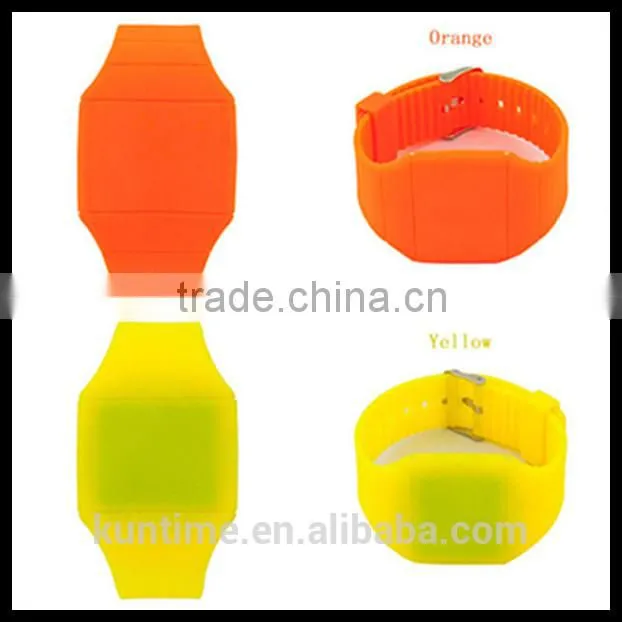 Silicone led light watch with touch screen no trace of button
