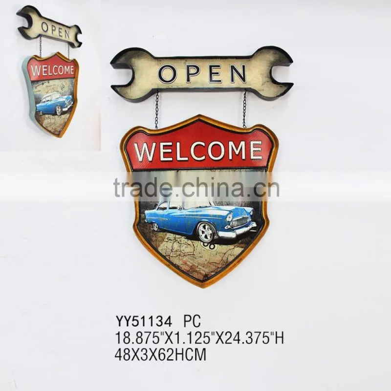 Custom printing antique embossed car tin sign wall hanger , tin advising plaque, vintage hanger tin plate