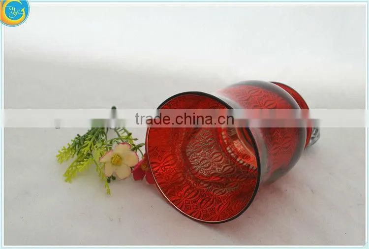 red electroplated glass candle holder