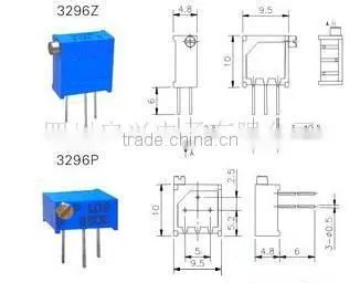 3296 Trimmer Potentiometer,Multiturn,Glass Glaze