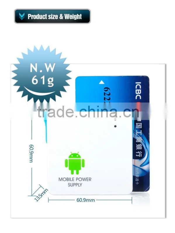 Promotion gift 5v mini portable power bank with CE&ROHS, with build in cable OEM is available