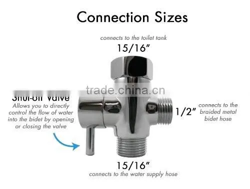 American Standard Chrome T-adapter with Shut-off Valve