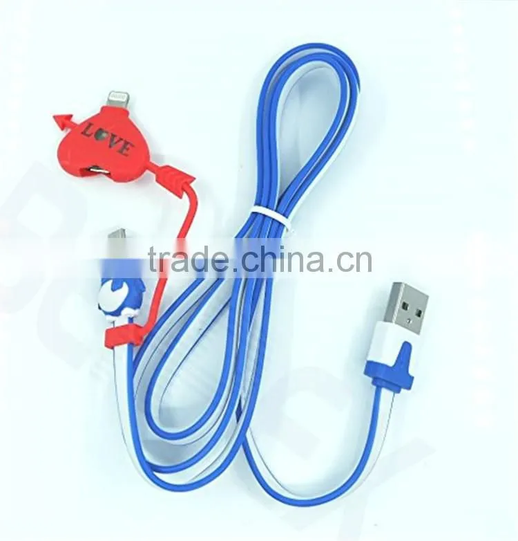 Wholeale Price 2 in 1 Micro USB Charger Cable and IOS USB Cable