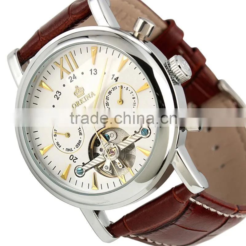 Tourbillon Automatic Leather Watch WM307