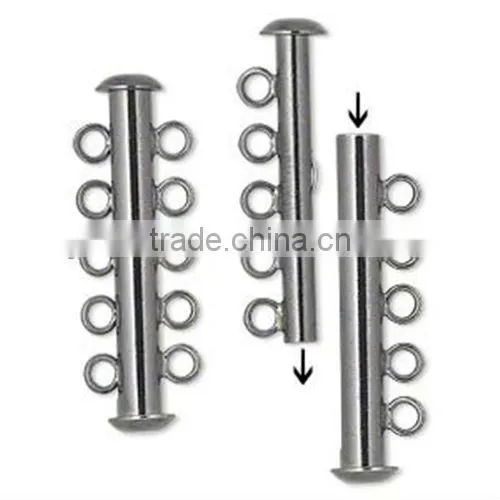 JF1263 Gold plated 2 3 4 5 strands tube slide lock clasps,necklace clasps metal slide clasps