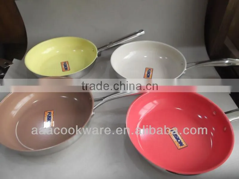 Colorful Ceramic Painting Stainless Steel Frying Pan