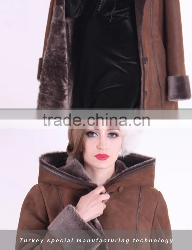 2015 New Design Winter Women Coat Long Slim Fit Wool Fur Overcoat