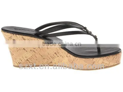 Fashion wood heel wedge slippers nature walk shoes for women