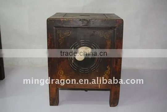 chinese antique hand painted wooden money chest