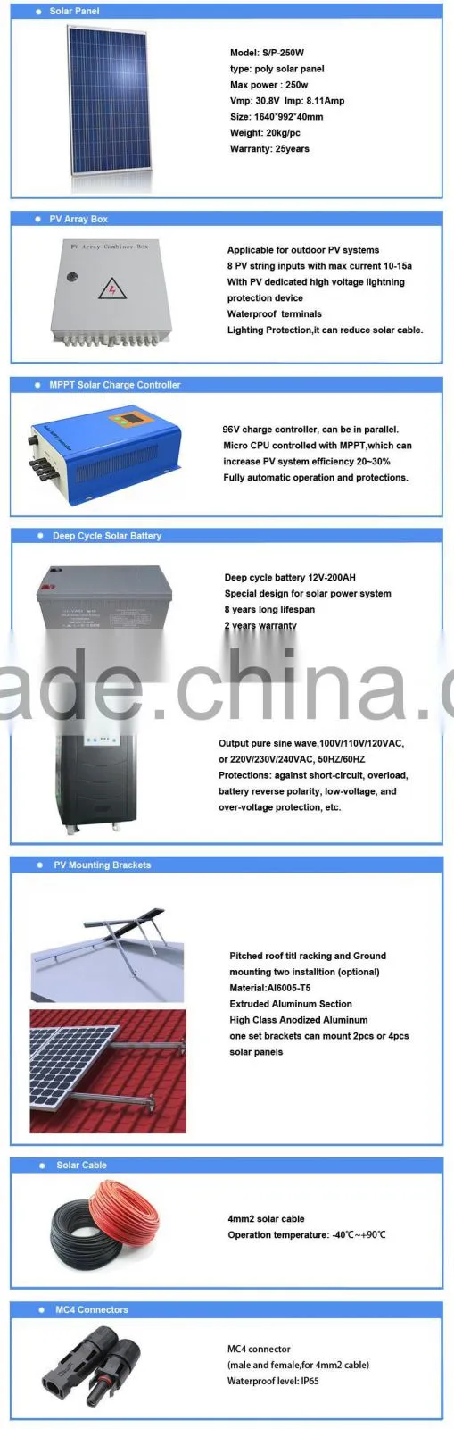 Good Quality and High Efficiency 4KW 96V Off Grid Solar Power System Home Use