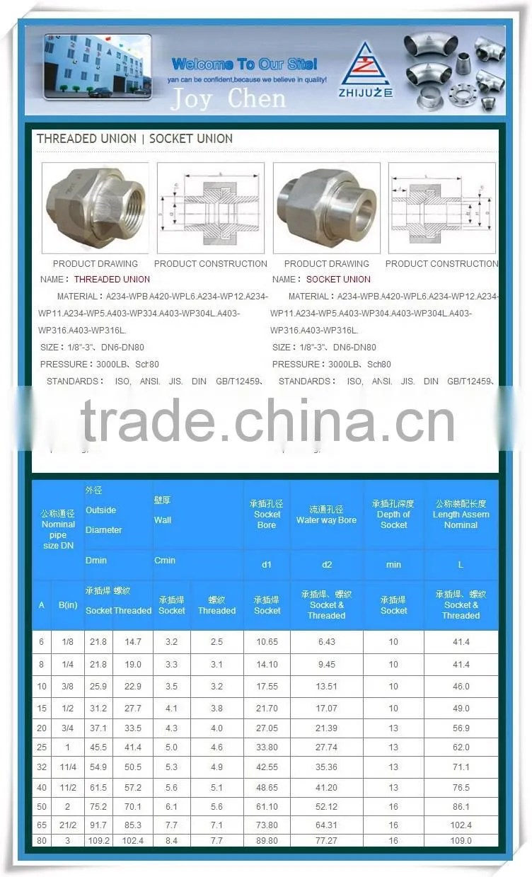 1/4 " NPT Male /FemaleThread Union Pipe Fittings Stainless Steel Union
