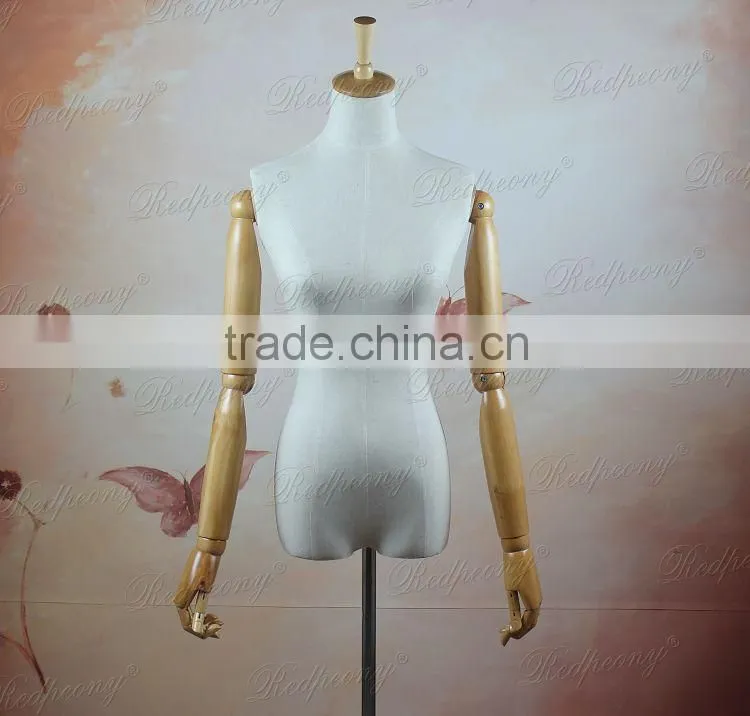 dummy torso female mannequin with wood arms