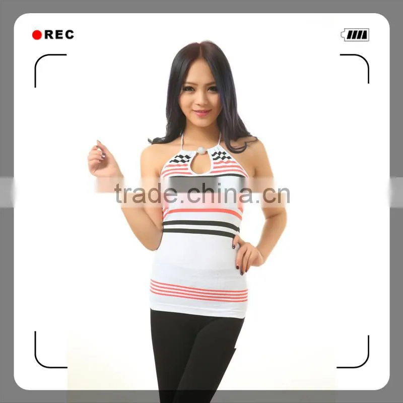 Girl's seamless wholesale tank top with stripe