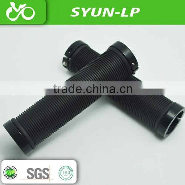 black bicycle handle bar grips with steel screw