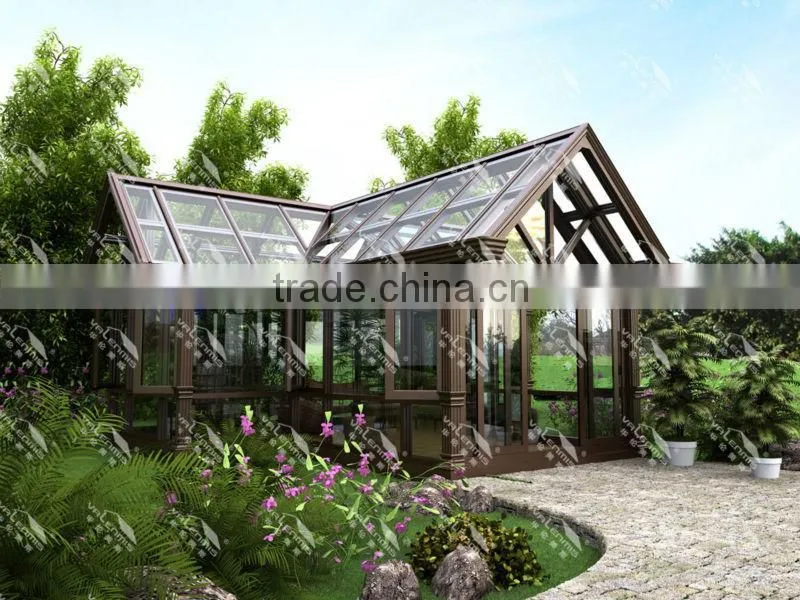 Luxurious triangle roof aluminum alloy sun room/glass house/greenhouse more change