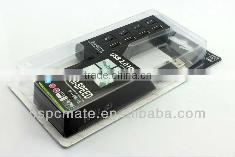 4 Port USB 2.0 Hub Cable Adapter with ON/OFF Switch With LED light