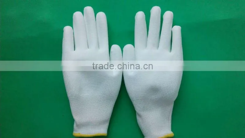 2015 hot sell! PU coated palm nylon gloves