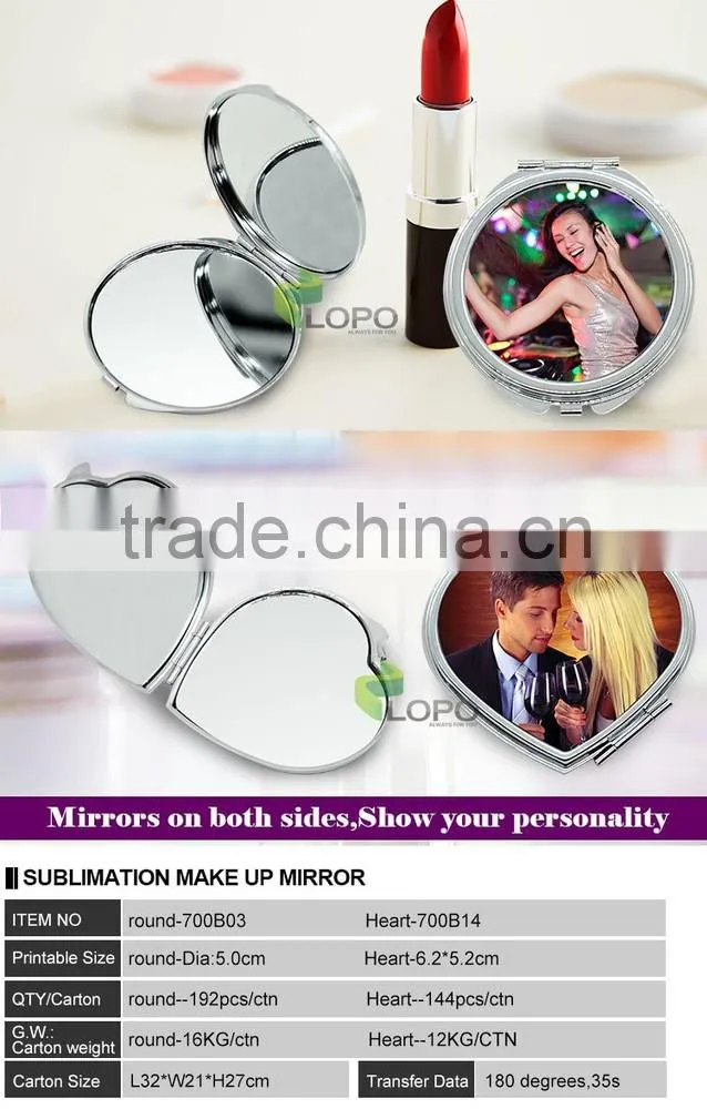 Customed gift sublimation blank compact cosmetic mirror