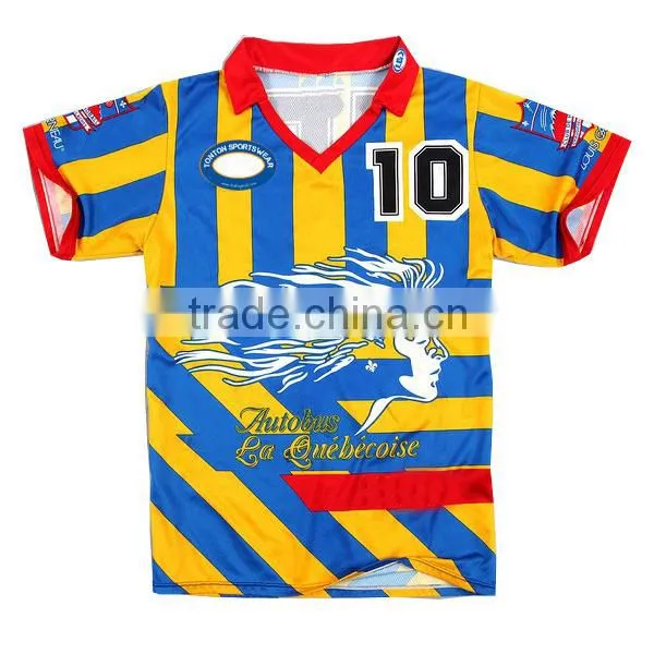 Custom printed bulk soccer jersey for babies with collar