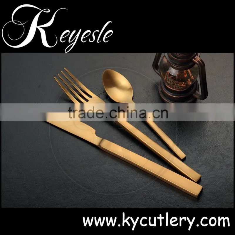 gold colored flatware,gold cutlery set,Champagne gold plated flatware