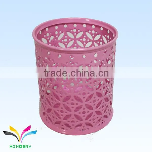 Sturdy metal floor stand pink waste bin kitchen cabinet waste bin