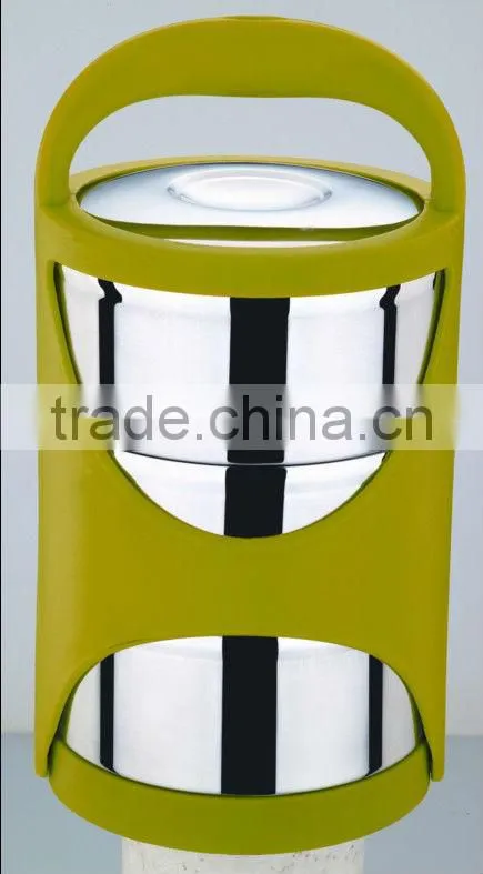 3 layers stainless steel double wall insulated hot lunch carrier/dinner box/ lunch tiffin box/bento lunch box