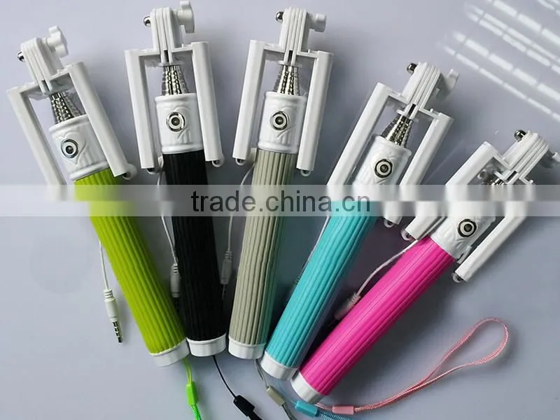 2015 hot new cable take pole selfie stick, wired selfie stick