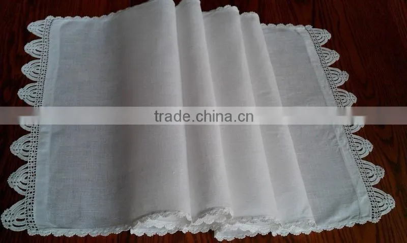 Crochet lace cotton table runner