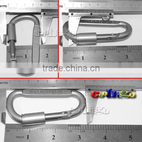 D Shaped Aluminum Alloy Carabiner Snap Hook Screw Lock Carabiner Keychain Outdoor Activities #FLQ119-82(Gray)