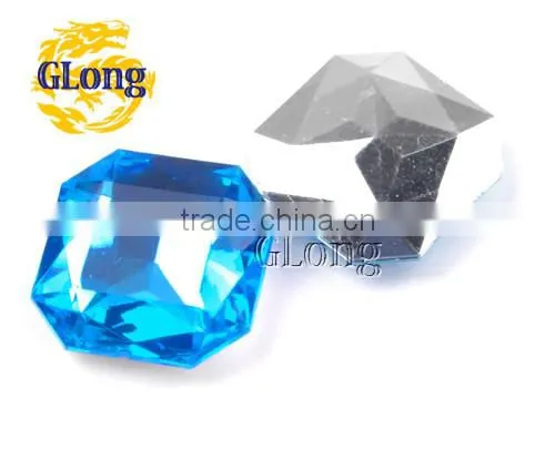 23mm Rectangular Octogon 3D Shape Acrylic Point Back Mix Color Rhinestone Crystal For Bag Garment Shoes #GY012-23P(Mix-s)