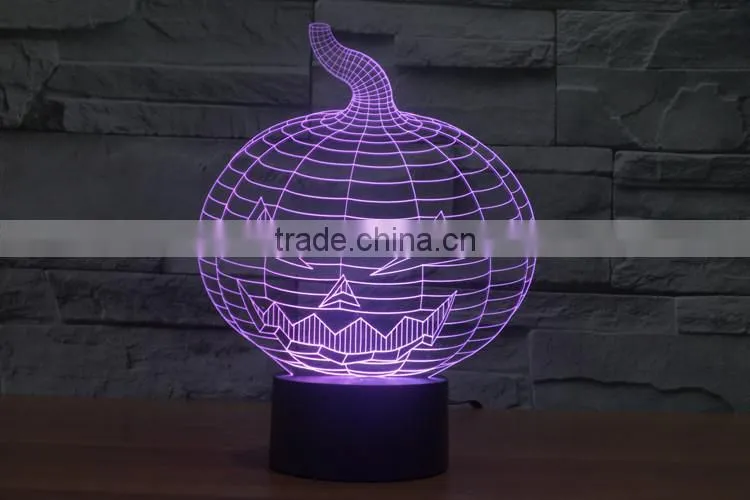Christmas Gift !3D illusion bulbing Night Light Lamp 7 Color Change Touch Switch Novelty Pumpkin mini light For Hallowen