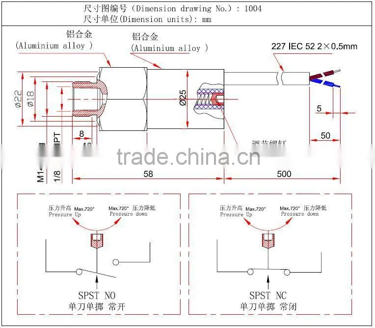 low water pump pressure switch