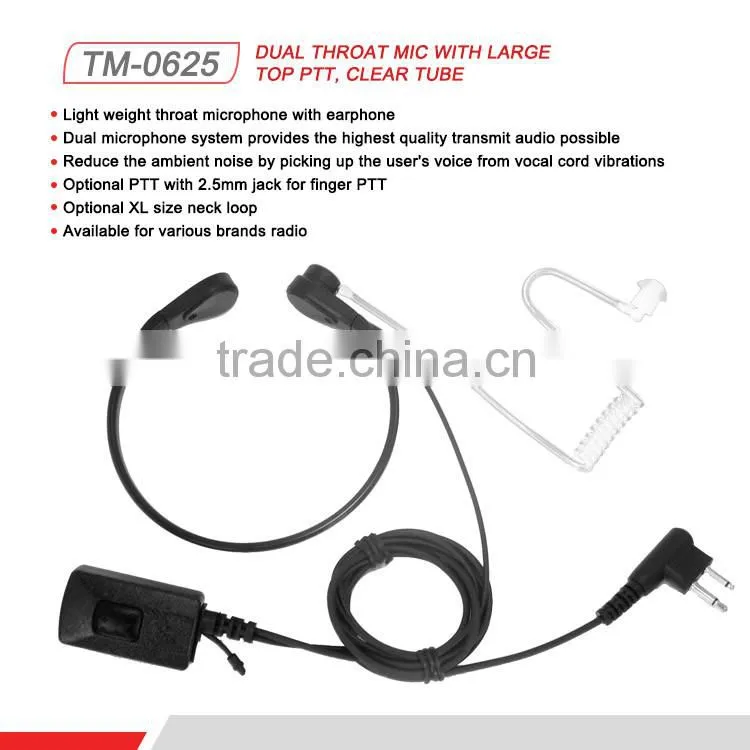 Mobile Radio Headset Intercom Throat Microphone Headphone with Finger PTT