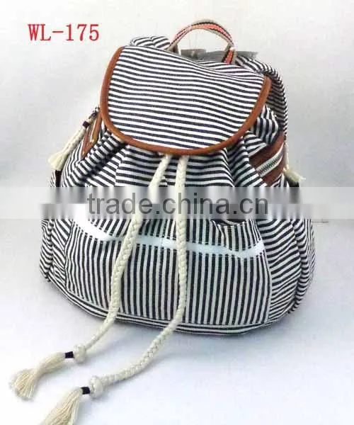 Mixed different navy stripe style canvas fabric travellers bags