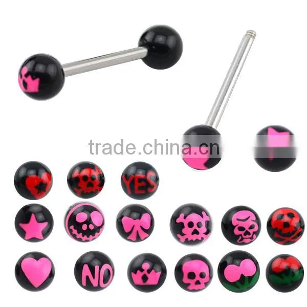 TR01038 resin barbell tongue ring jewelry , tongue barbell body piercing