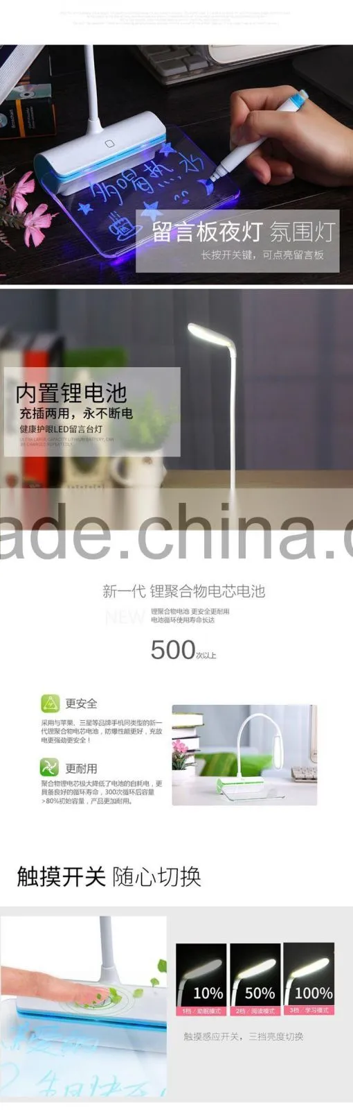 Hot Selling Brightness Adjutable Students Desk Lamp With Message Boards Function