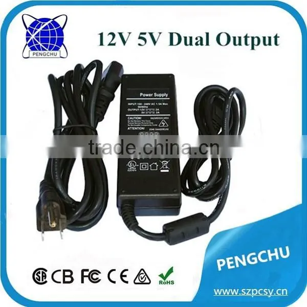 DC Output Type and Plug In Connection power supply 5v 12v 2a dual voltage power adapter