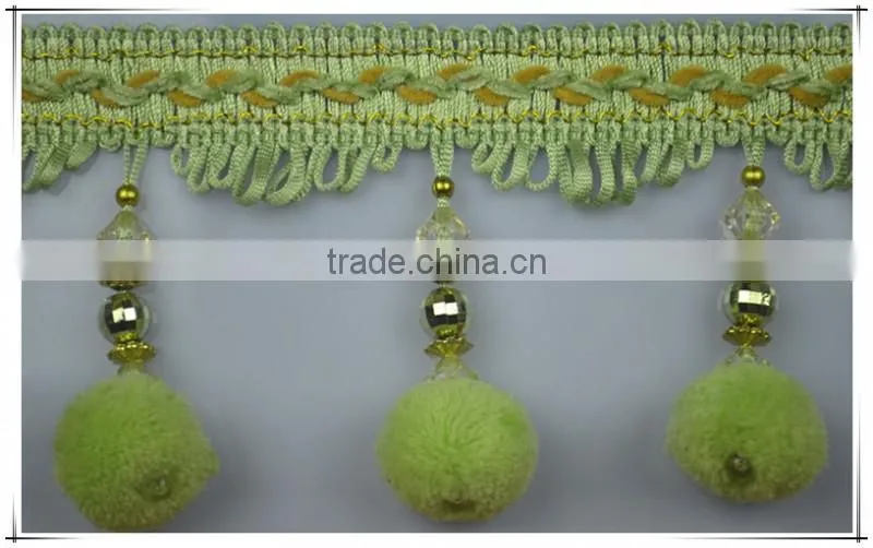 tassel fringe for curtain decorative tassel fringe with pom-pom