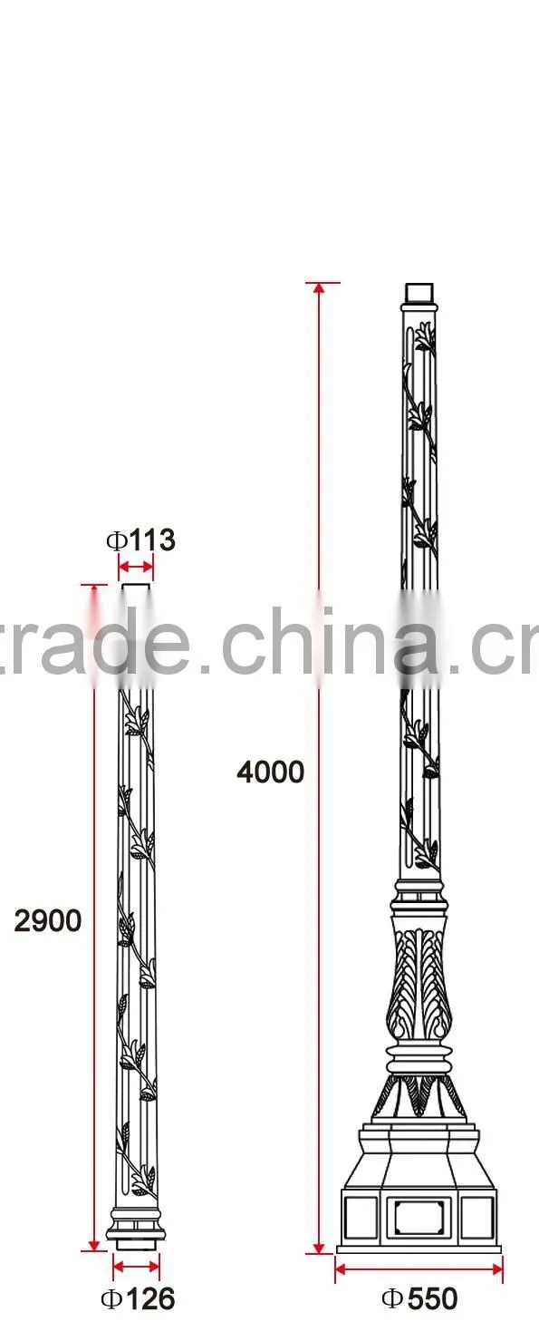 B005-1 Street Lighting used Sand Casting Aluminum Light Pole For Sale