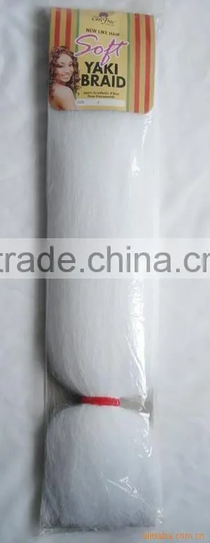 White Color High Temperature Fibre Synthetic Hair weft Extension