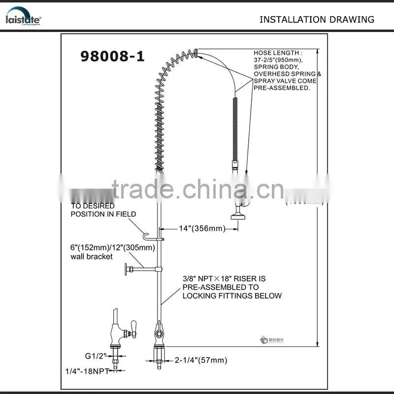 Commercial Kitchen Professional Restaurant Deck Mounted Pre-Rinse Unit Faucet For Sale (98008-1)