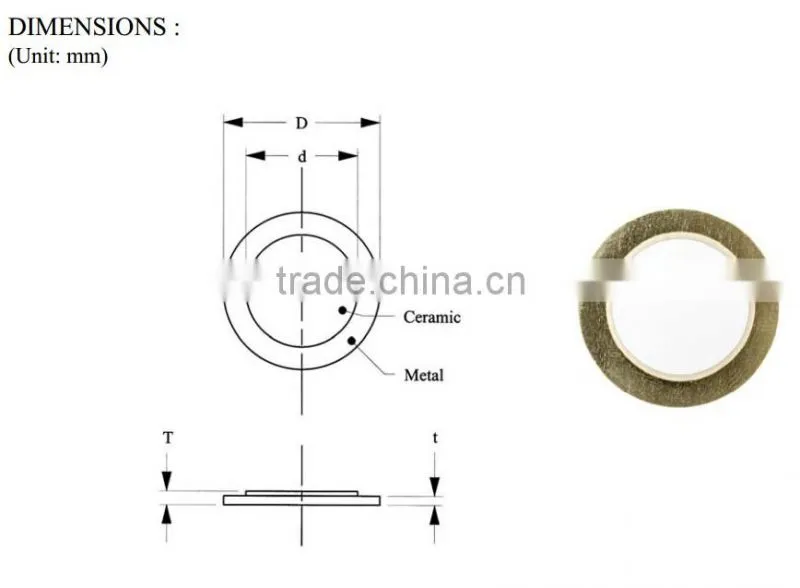 FB-20MS64 Hot Sale small piezoelectric ceramic, ceramic piezo element (FBELE)