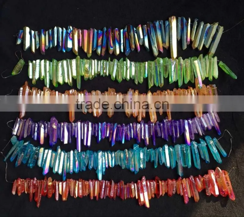 Newest handmade colourful aura quartz crystal necklace for healing