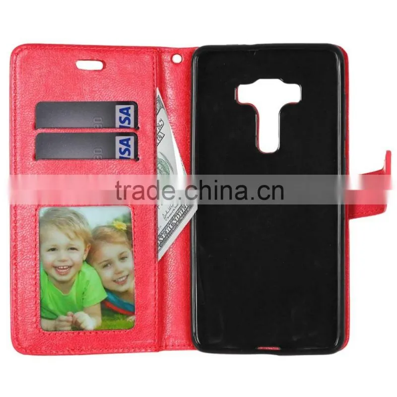 PU Leather Cell Phone Flip Wallet Kickstand Case for ASUS ZenFone 3 Deluxe ZS570KL 5.7