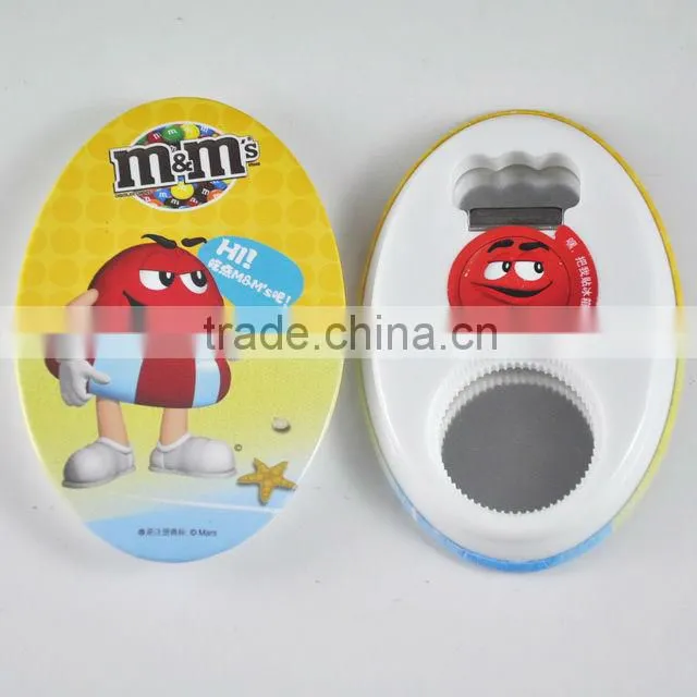 Customized round tinplate beer opener , magnetic opener fridge , bottle opener fridge magnet